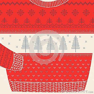 Christmas Ornamental Sweater Card - Ugly Party Sweater Vector Illustration