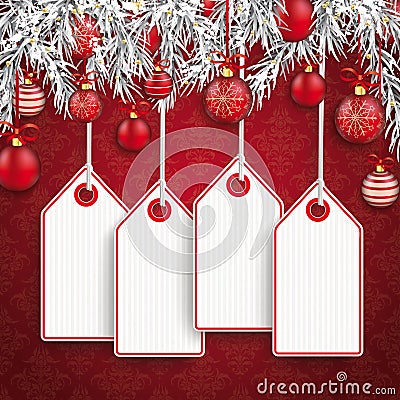 Christmas Ornaments Baubles Twigs Price Sticker Vector Illustration