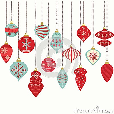 Christmas Ornaments,Christmas Balls Decorations,Christmas Hanging Decoration set Vector Illustration