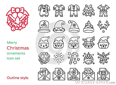 Christmas ornaments and icon set Vector Illustration