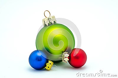 Christmas ornaments - red, green and blue ornaments Stock Photo