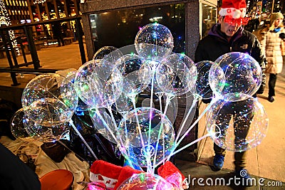 Christmas Ornaments /Souvenir magic balls in Midtown Manhattan Editorial Stock Photo