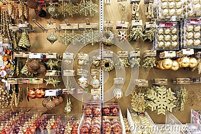 Christmas ornaments in store Editorial Stock Photo