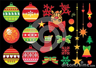 Christmas ornaments and toys Vector Illustration