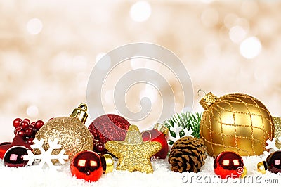 Christmas ornaments with twinkling background Stock Photo