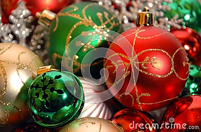 Christmas ornaments on white background Stock Photo