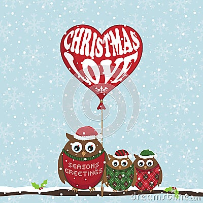 Christmas owls Vector Illustration