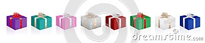Christmas Parcels Set Colorful Gift Packages Presents Colors Vector Illustration