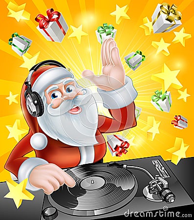 Christmas Party DJ Santa Vector Illustration