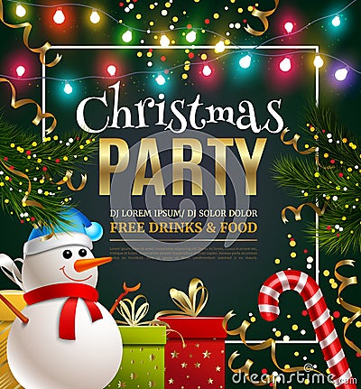 Christmas Party Festive Poster Vector Illustration