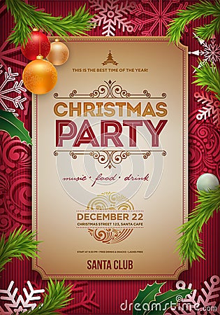 Christmas Party Poster Vector Illustration