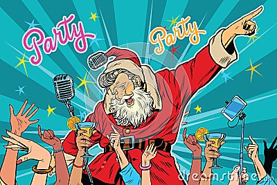 Christmas party Santa Claus singer Vector Illustration