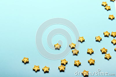 Christmas pastel background with golden stars, Stock Photo