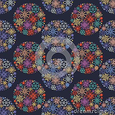 Christmas pattern, colorful snowflakes Vector Illustration