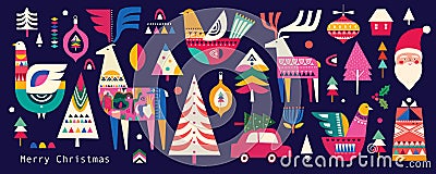 Christmas pattern in Scandinavian folk style Vector Illustration