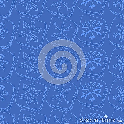 Christmas pattern with snowflake sketch Vector Illustration