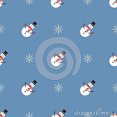 Christmas pattern with snowmen and snowflakes Vector Illustration