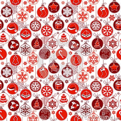 Christmas pattern with vintage balls. Vector Illustration