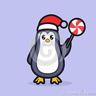 Christmas penguin mascot logo design illustration Cartoon Illustration