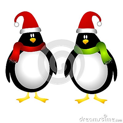 Christmas Penguins Cartoon Illustration