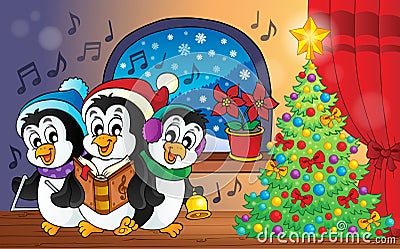 Christmas penguins theme image 3 Vector Illustration