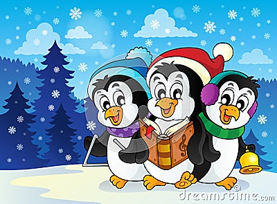 Christmas penguins theme image 2 Vector Illustration