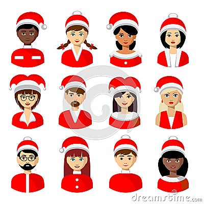 Christmas people avatars Vector illustration Vector Illustration