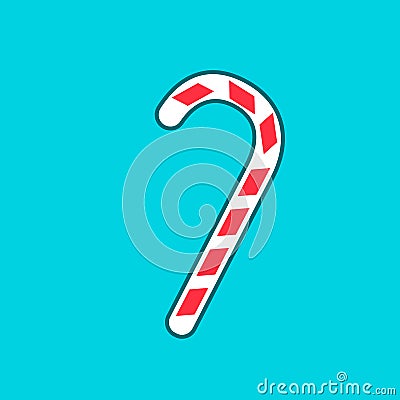 Christmas peppermint candy cane with stripes flat icon for apps and websites Vector illustration Vector Illustration