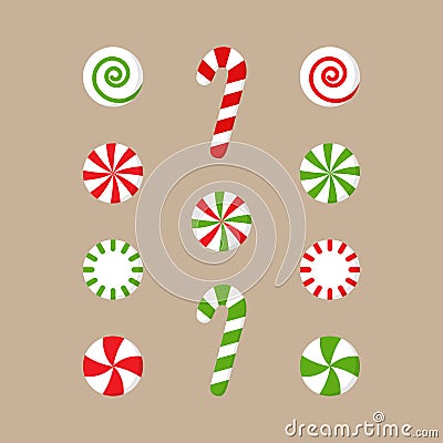 Christmas peppermint candy vector illustration set Vector Illustration