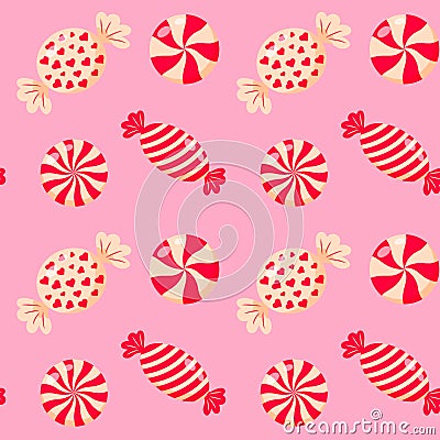 Christmas peppermint swirl candies seamless pattern. Christmas peppermint Vector Illustration