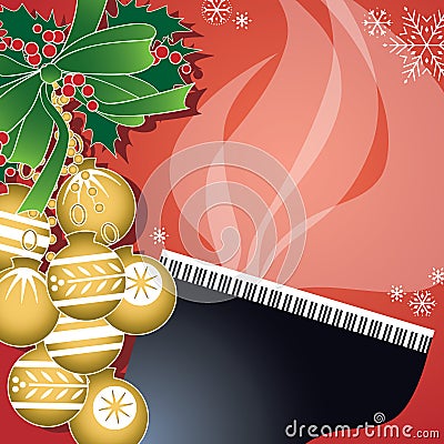 Christmas Piano Jazz Cartoon Illustration