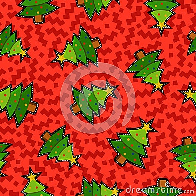 Christmas pine tree patch icon pattern background Vector Illustration