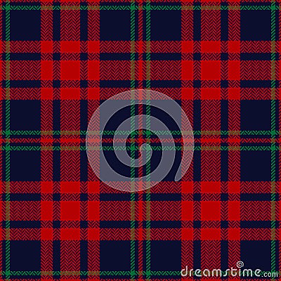 Christmas plaid pattern in red, green, navy blue. Herringbone seamless tartan check plaid for flannel shirt, tablecloth. Vector Illustration