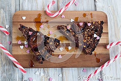 Christmas plum cake with candy canes decoration Stock Photo