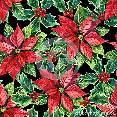 Christmas poinsettia, watercolor flower Stock Photo