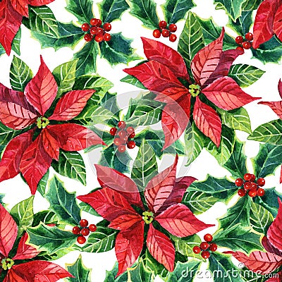 Christmas poinsettia, watercolor flower Stock Photo