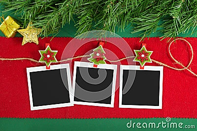 Christmas polaroid photo frames Stock Photo