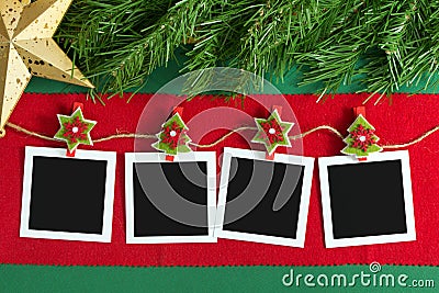 Christmas polaroid photo frames Stock Photo