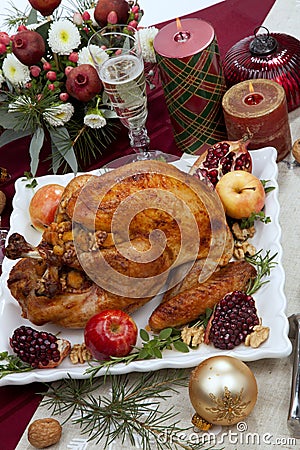 Christmas Pomegranate Glazed Roasted Turkey Stock Photo