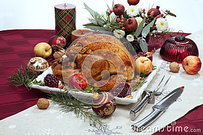 Christmas Pomegranate Glazed Roasted Turkey Stock Photo