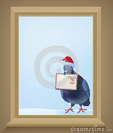 Christmas Post Pigeon Vector Illustration