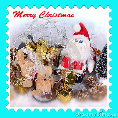 Christmas postage stamp with photograph of Santa Claus Editorial Stock Photo