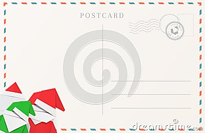 Christmas postcard with New Year origami decorations Vector Illustration