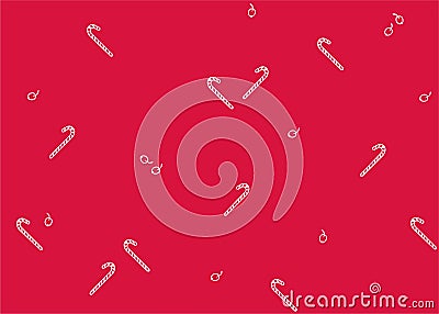 Christmas postcard with pops on the red background. Vector Illustration