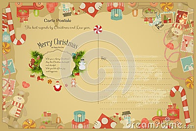 Christmas Postcard Vector Illustration