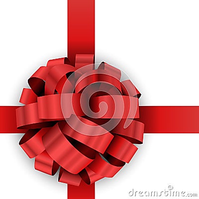 Christmas present red bow Vector Illustration