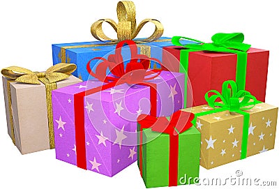 Christmas Presents, Gifts, Packages, Isolated Cartoon Illustration