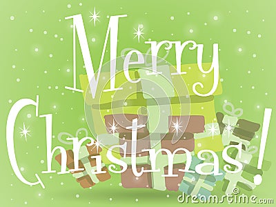 Christmas presents green greeting card vector Vector Illustration