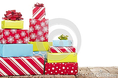 Christmas presents isolated on white background Stock Photo