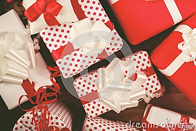 Christmas presents on the table Stock Photo